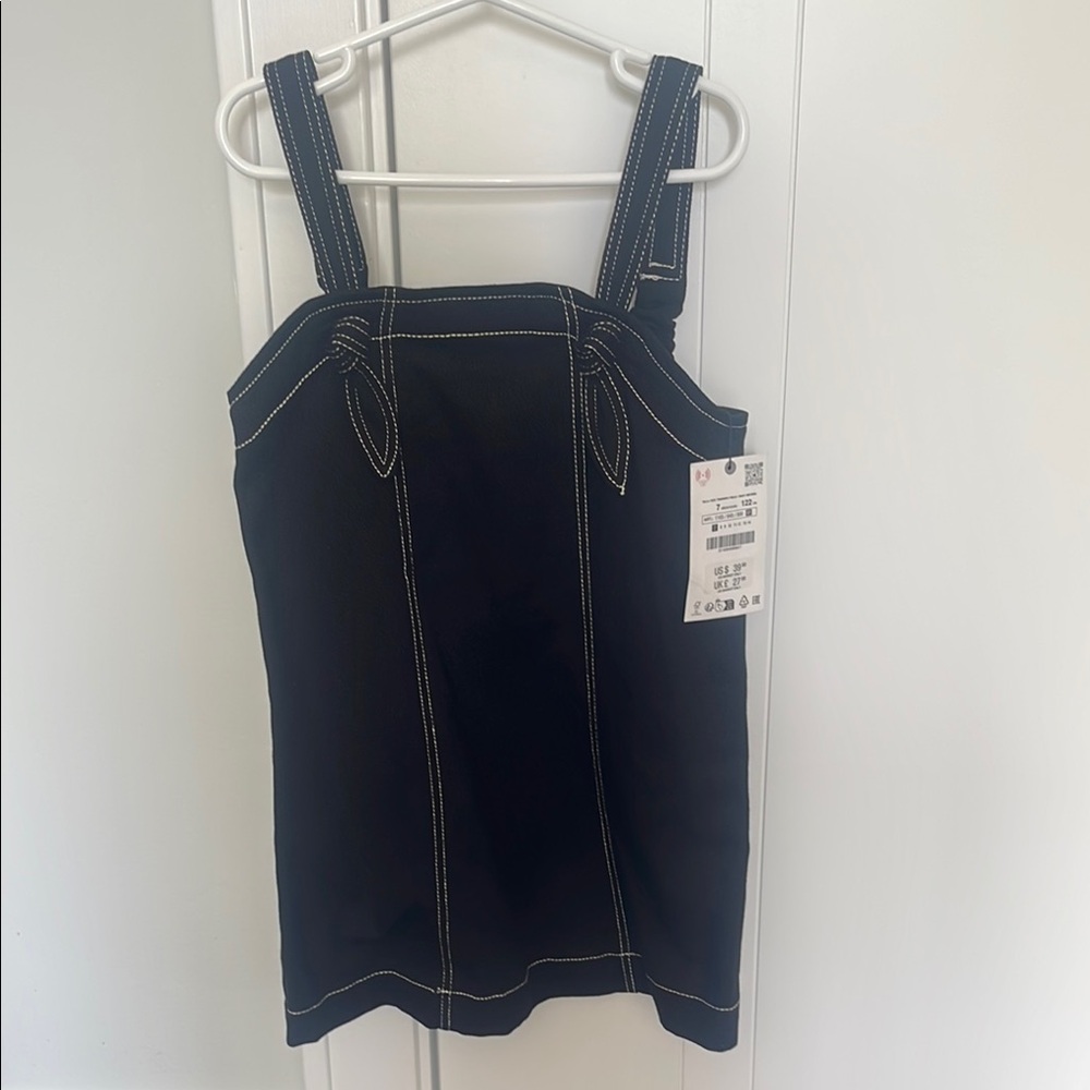 Zara Kids Black Dress with White Stitching